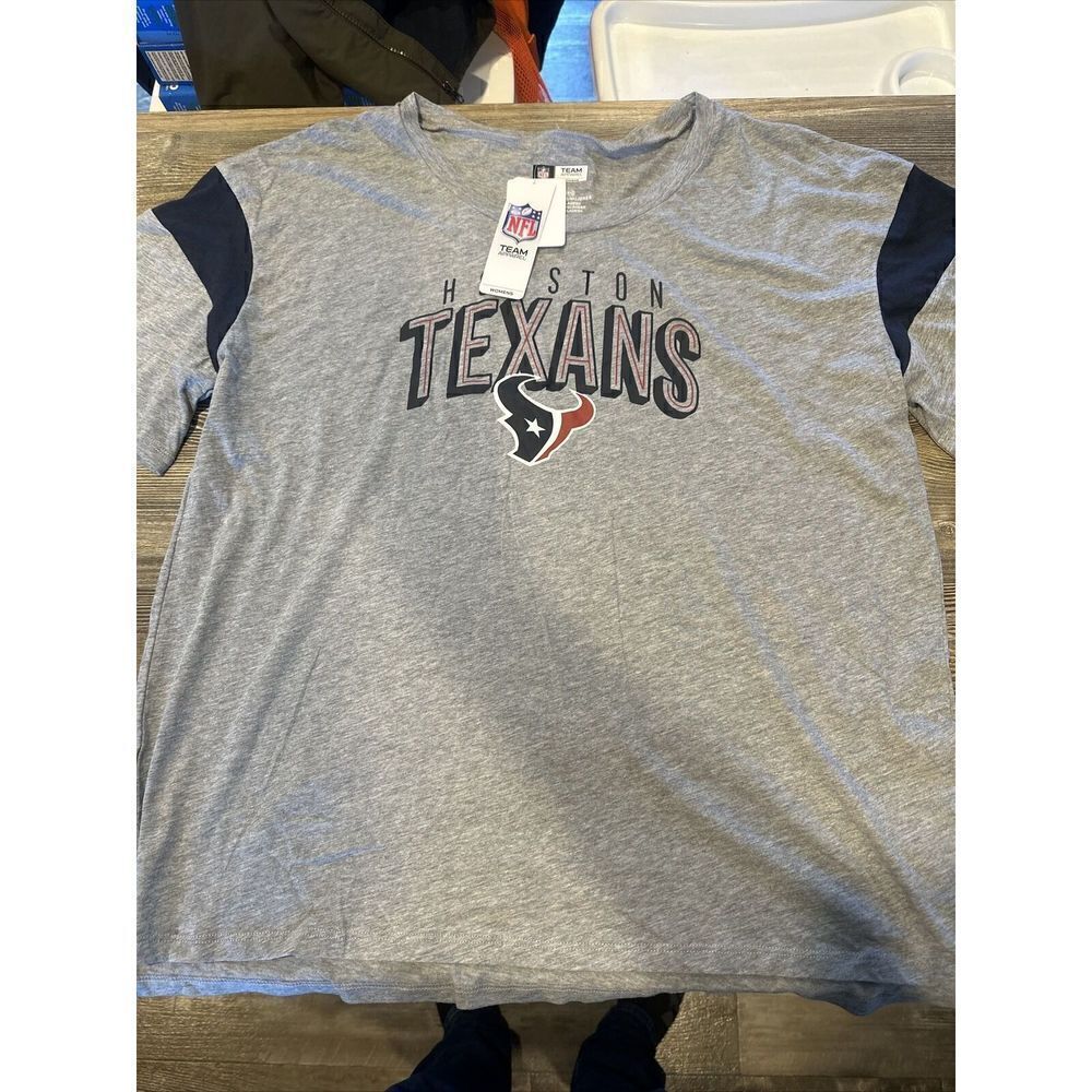 NWT NFL Houston Texans Womens Size XXL T-Shirt Gray Short Sleeve. 1